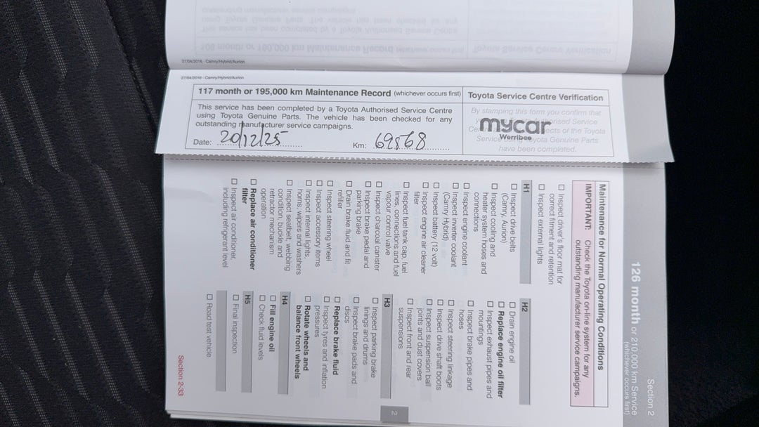 2016 Toyota Camry Altise, Automatic, 70245 km, Service History