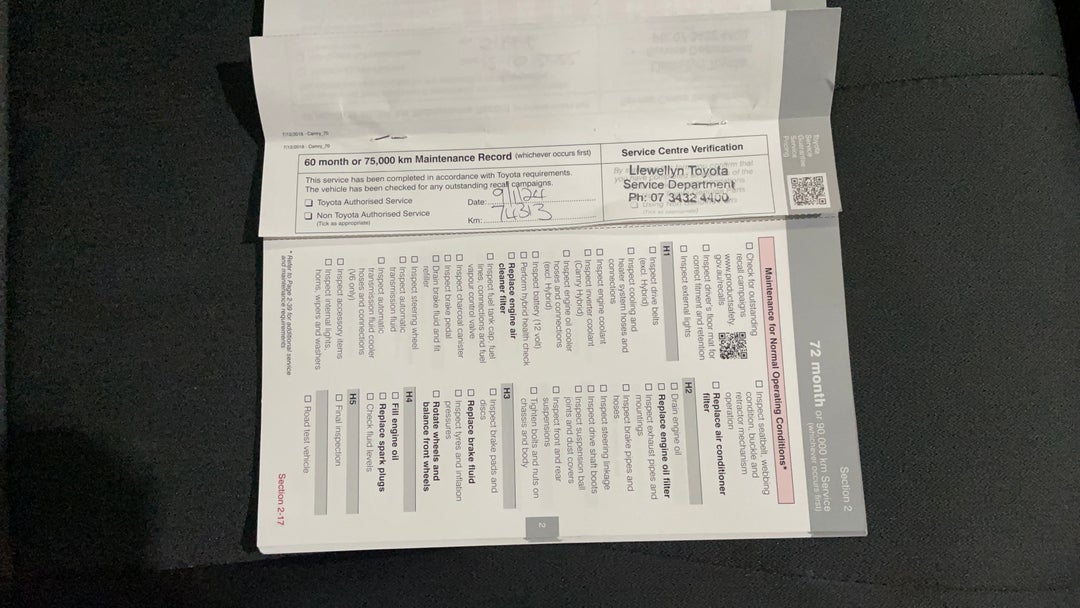 2019 Toyota Camry Ascent Hybrid, Automatic, 76211 km, Service History