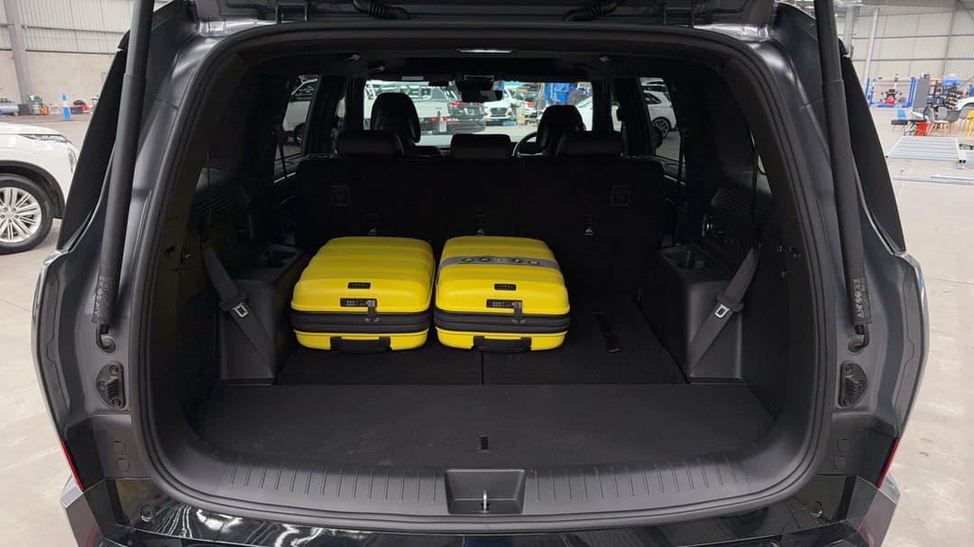 2025 Hyundai Santa Fe Calligraphy Hev (7 Seat) (blk), Automatic, 12270 km, Boot Inside View with Luggage