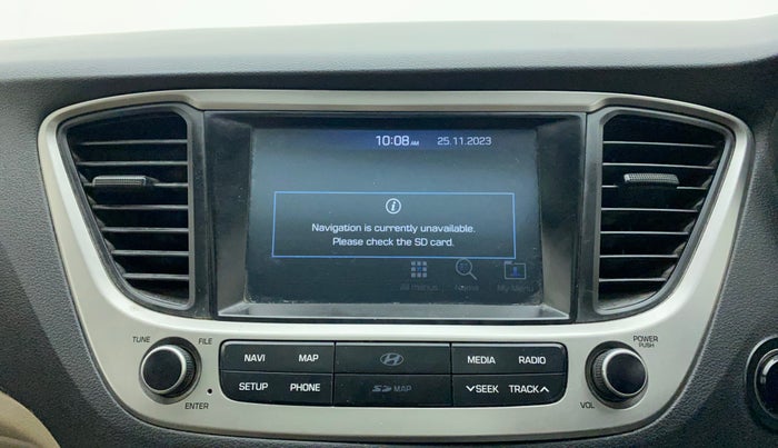 2018 Hyundai Verna 1.6 VTVT SX O, CNG, Manual, 90,120 km, Infotainment system - GPS Card not working/missing
