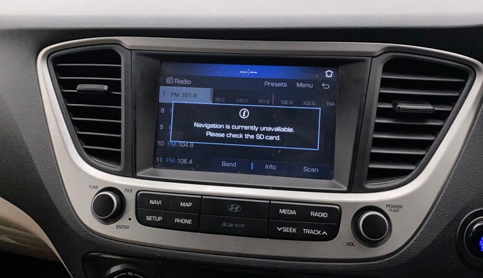2018 Hyundai Verna 1.6 VTVT SX (O) AT, Petrol, Automatic, 47,583 km, Infotainment system - GPS Card not working/missing