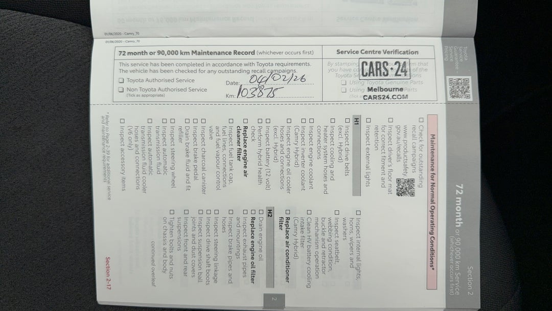 2020 Toyota Camry Ascent Sport, Automatic, 103887 km, Service History