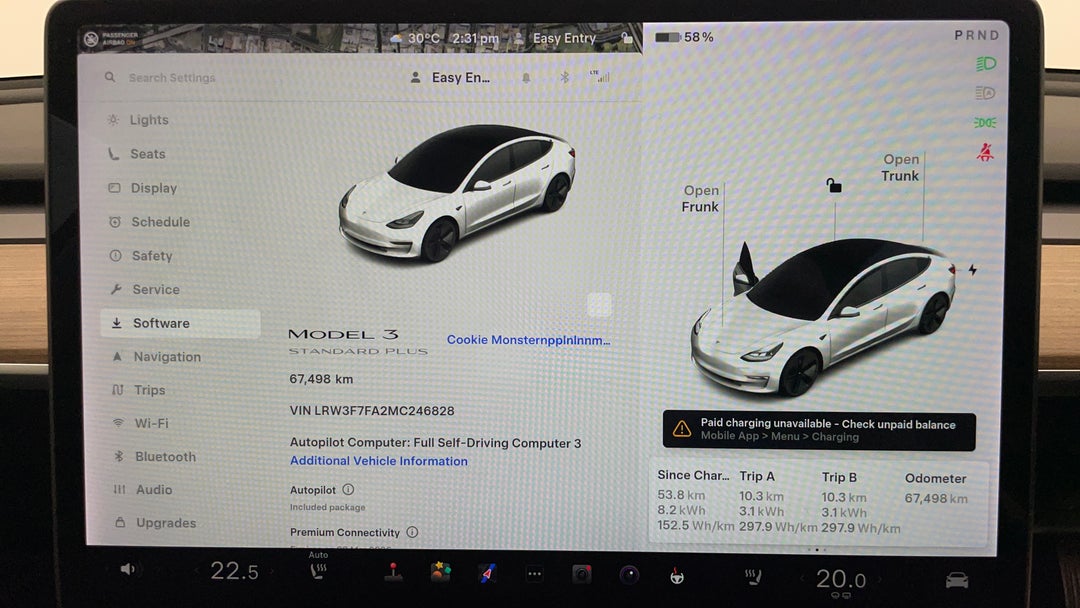 2021 Tesla Model 3 Standard Range Plus RWD, Automatic, 67498 km, Odometer View