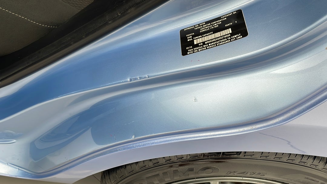 2015 Toyota Corolla Ascent, Automatic, 63134 km, Door Sills Rear LHS Dent