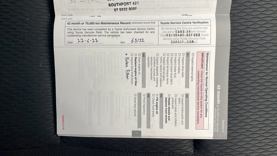 2015 Toyota Corolla Ascent, Automatic, 63134 km, Service History