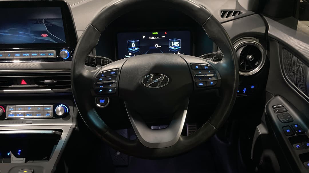 2022 Hyundai Kona Highlander Elec Ttr Ext Range, Automatic, 48712 km, Steering Wheel Close-up