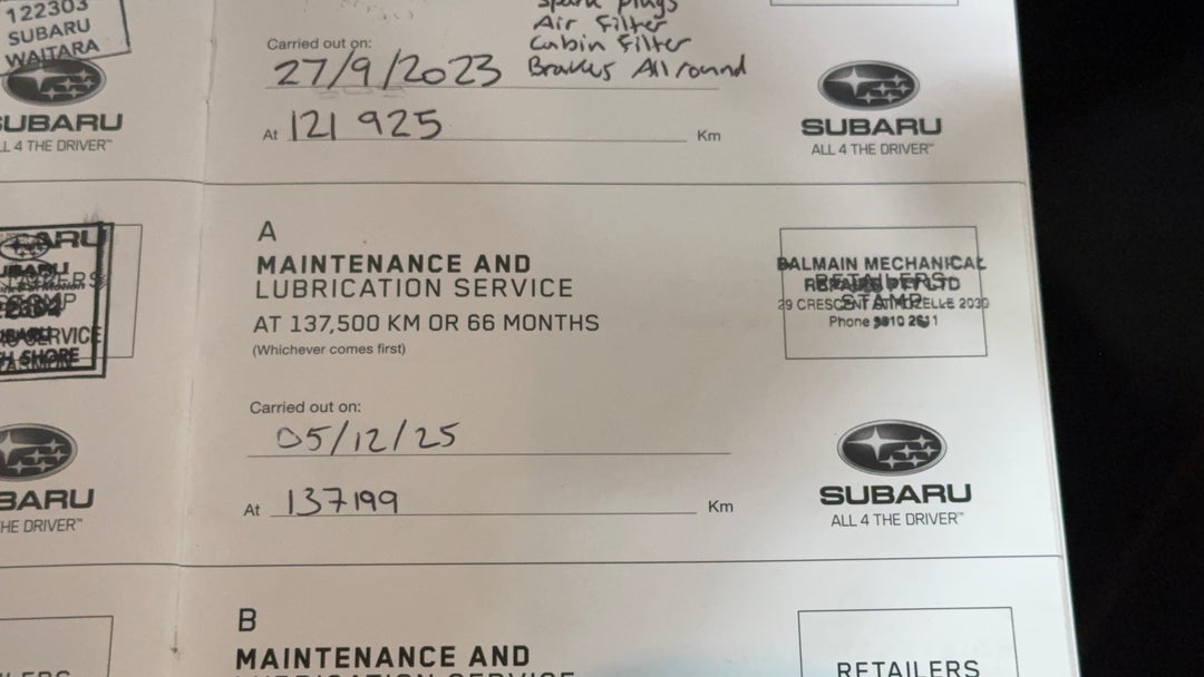 2016 Subaru WRX Premium (AWD), Manual, 137246 km, Service History
