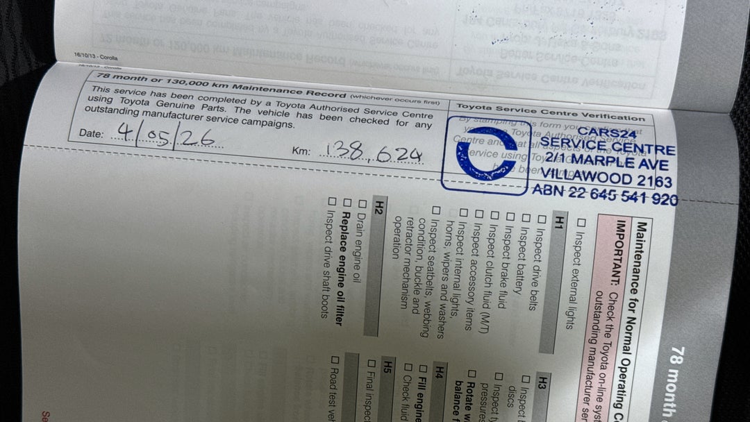 2015 Toyota Corolla Sx, Automatic, 138624 km, Service History