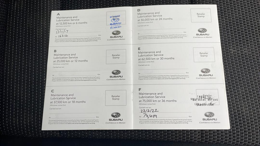 2017 Subaru Liberty 2.5i, Automatic, 74411 km, Service History
