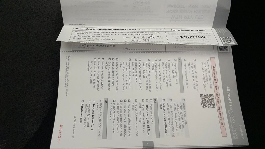 2023 Toyota Camry Ascent Hybrid, Automatic, 53629 km, Service History