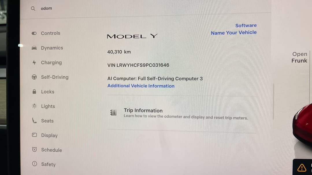 2023 Tesla Model Y Rear-wheel Drive, Automatic, 40310 km, Odometer View