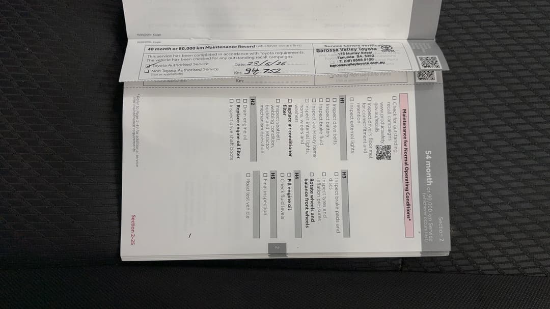 2019 Toyota Kluger Gx (4x2), Automatic, 95295 km, Service History