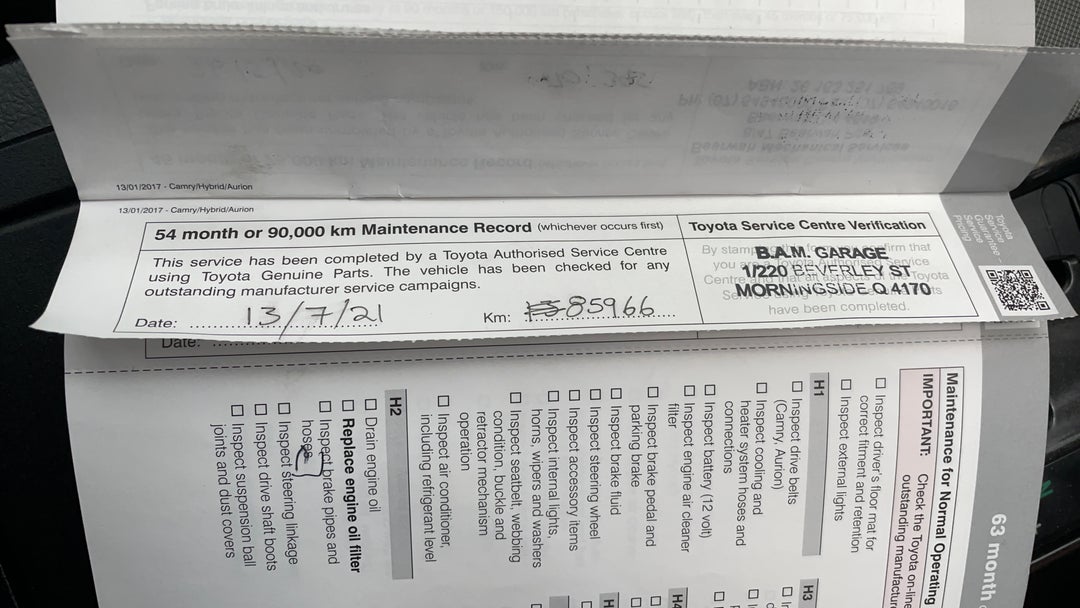 2017 Toyota Aurion Sportivo, Automatic, 85986 km, Service History