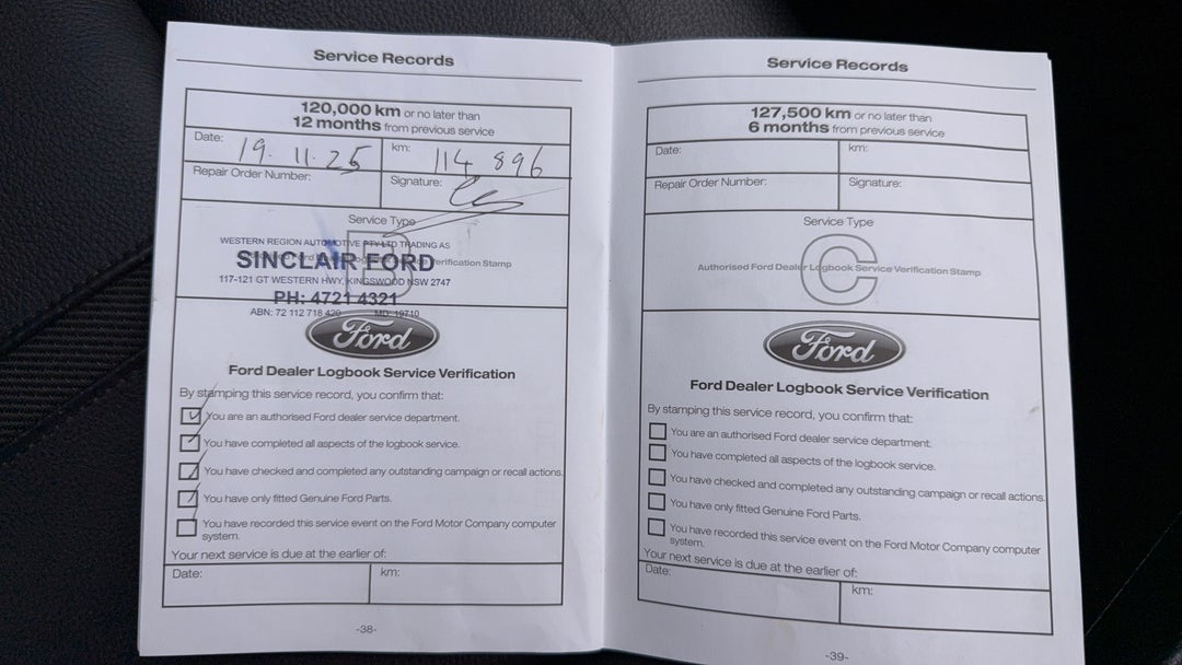 2021 Ford Ranger Wildtrak 2.0 (4x4), Automatic, 117979 km, Service History