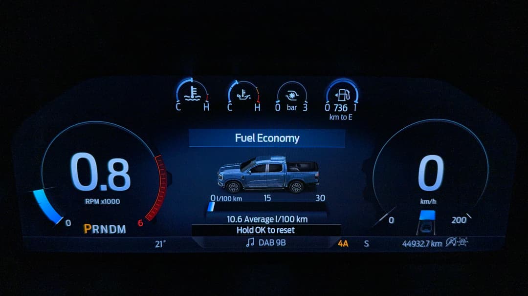 2023 Ford Ranger Platinum 3.0 (4x4), Automatic, 44932 km, Odometer View