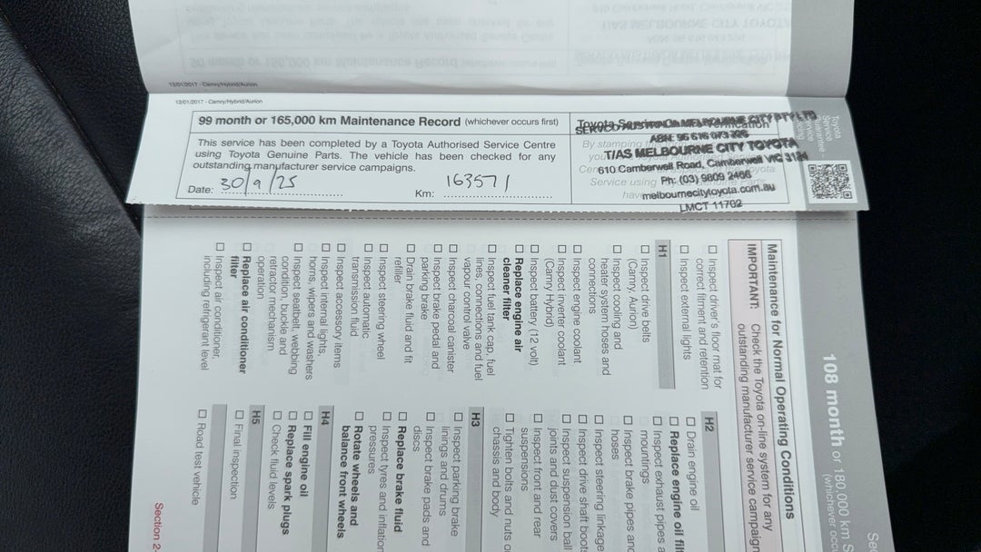 2017 Toyota Camry Atara Sx, Automatic, 169573 km, Service History