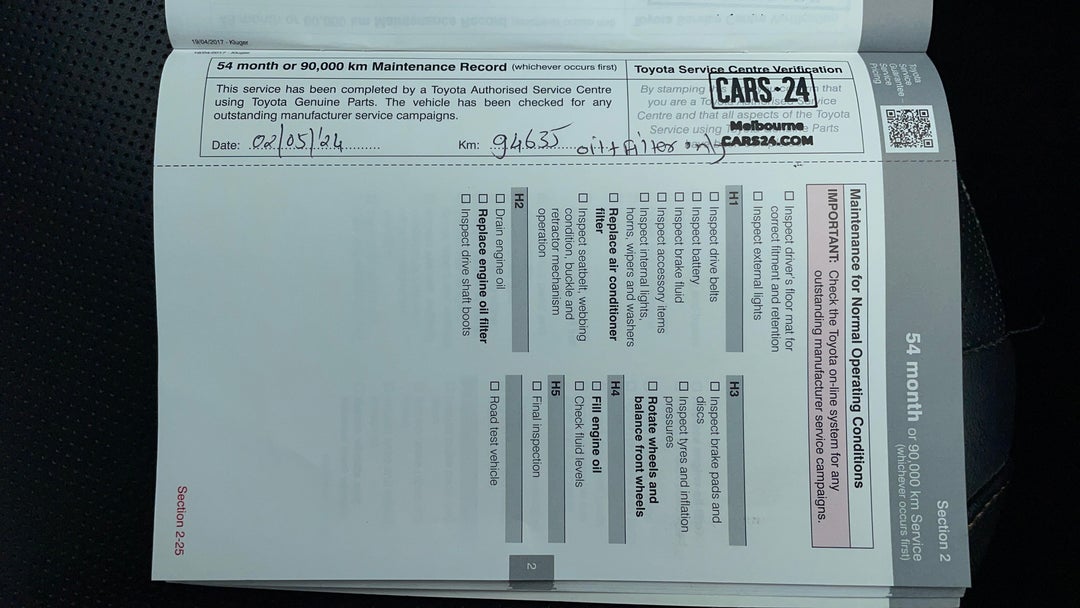 2017 Toyota Kluger Gxl (4x2), Automatic, 94659 km, Service History