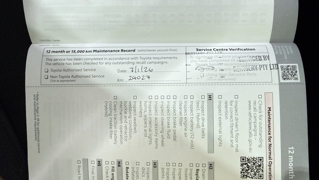 2024 Toyota Corolla Ascent Sport + Conv Pk Hybrid, Automatic, 27202 km, Service History