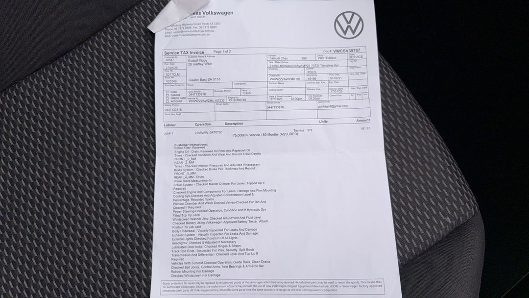 2021 Volkswagen Polo 70tsi Trendline, Manual, 51277 km, Service History