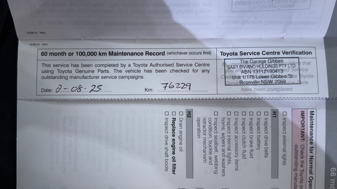 2015 Toyota Yaris Ascent, Automatic, 78729 km, Service History