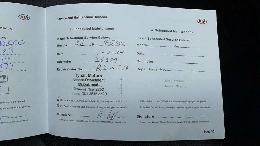 2021 Kia Cerato Sport+, Automatic, 26377 km, Service History