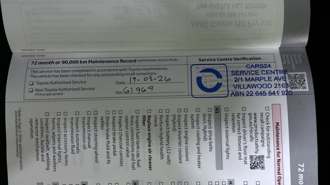 2020 Toyota Corolla Ascent Sport, Automatic, 61964 km, Service History
