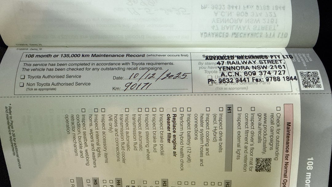 2019 Toyota Camry Ascent, Automatic, 95702 km, Service History