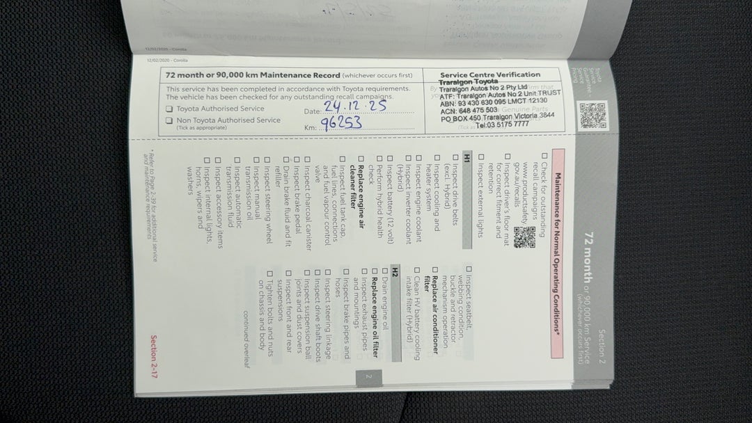 2020 Toyota Corolla Ascent Sport Hybrid, Automatic, 100539 km, Service History