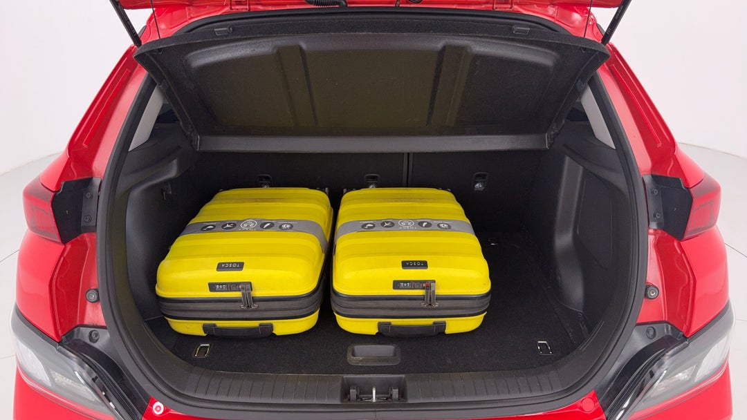 2022 Hyundai Kona Highlander Elect Srf Ext Range, Automatic, 64100 km, Boot Inside View with Luggage