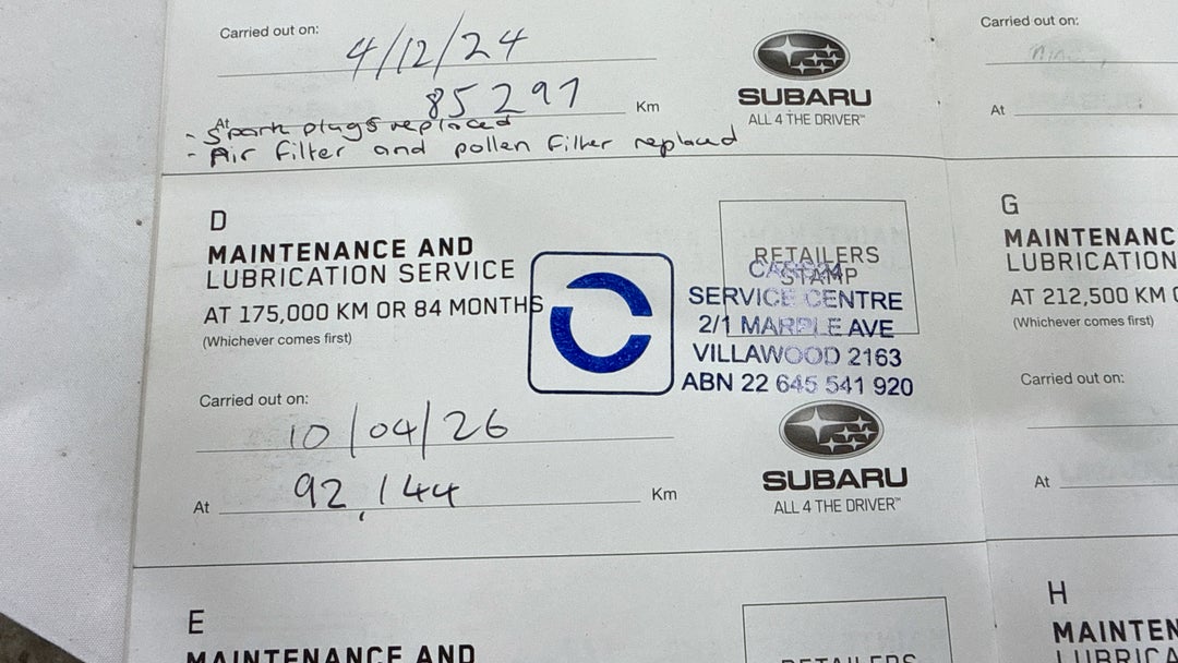 2015 Subaru WRX Premium (AWD), Manual, 92144 km, Service History