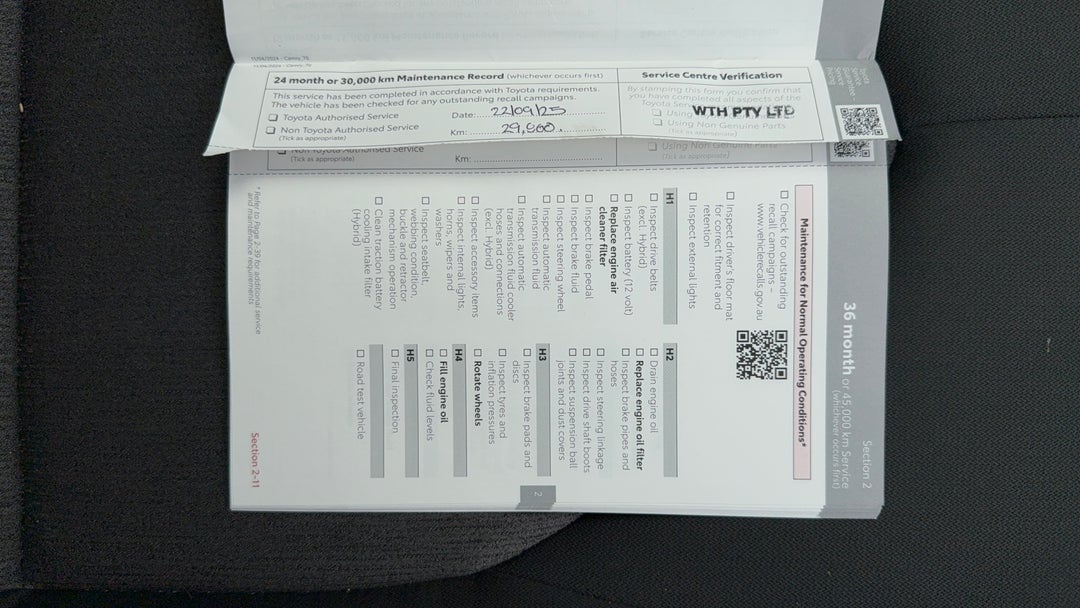 2024 Toyota Camry Ascent, Automatic, 39840 km, Service History