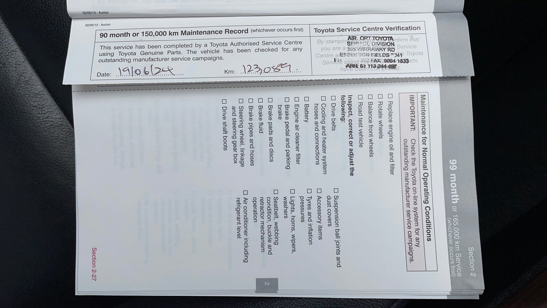 2013 Toyota Aurion Presara, Automatic, 125222 km, Service History