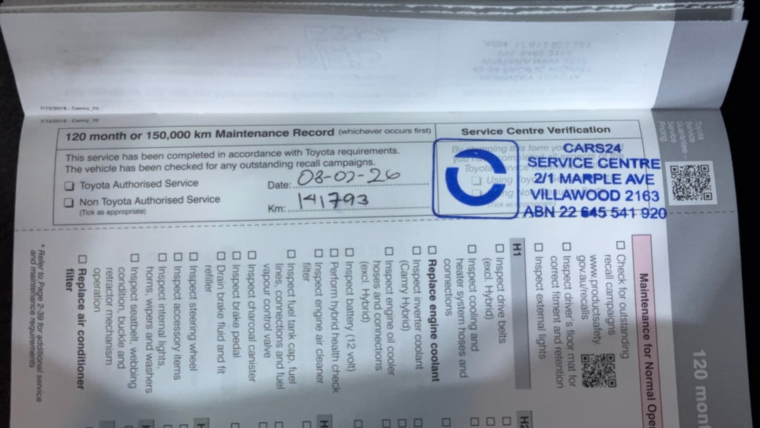 2019 Toyota Camry Ascent Hybrid, Automatic, 141793 km, Service History