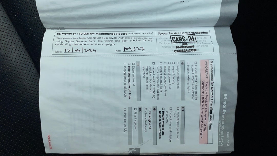 2016 Toyota Kluger Gxl (4x2), Automatic, 109334 km, Service History