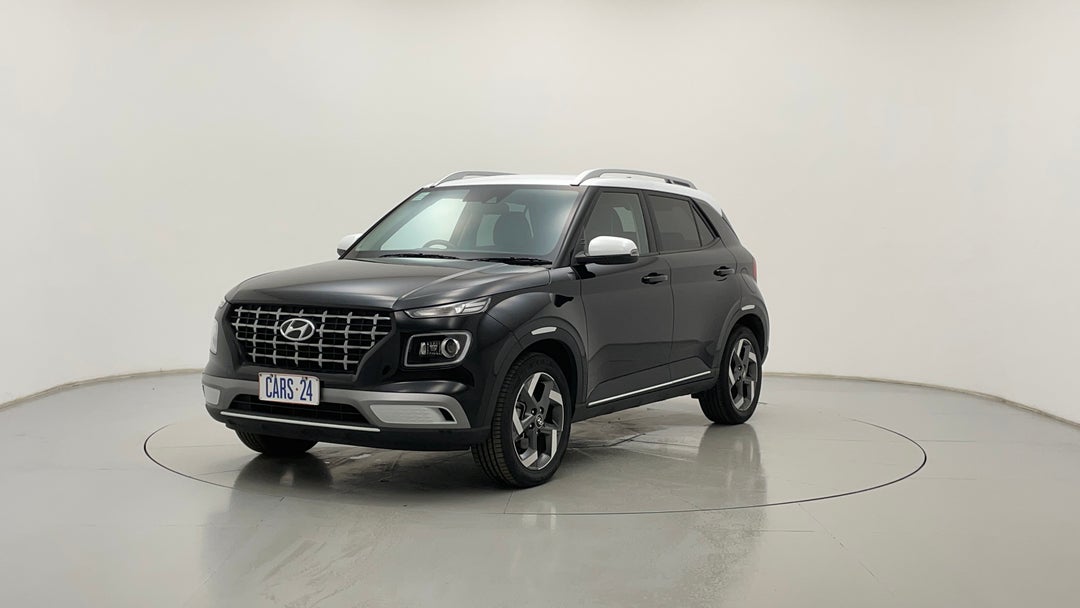 2022 Hyundai Venue Elite (black) Two-tone Roof, Automatic, 33881 km, Left Front Diagonal (45- Degree) View