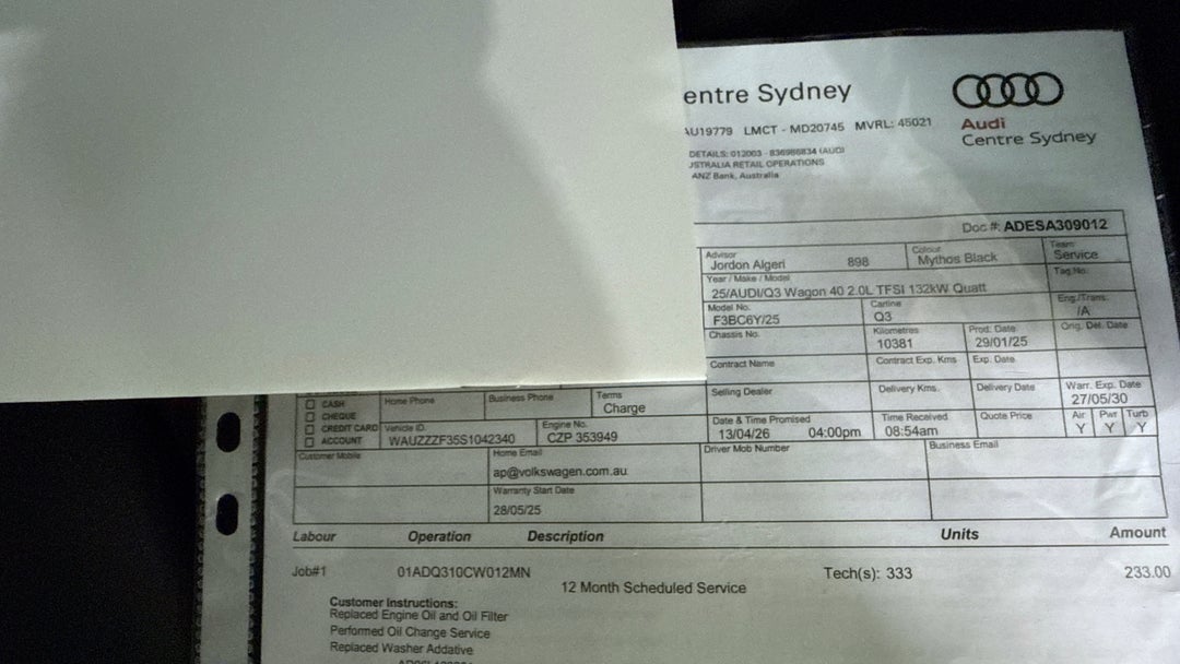 2025 Audi Q3 40 Tfsi Quattro S Line, Automatic, 10429 km, Service History