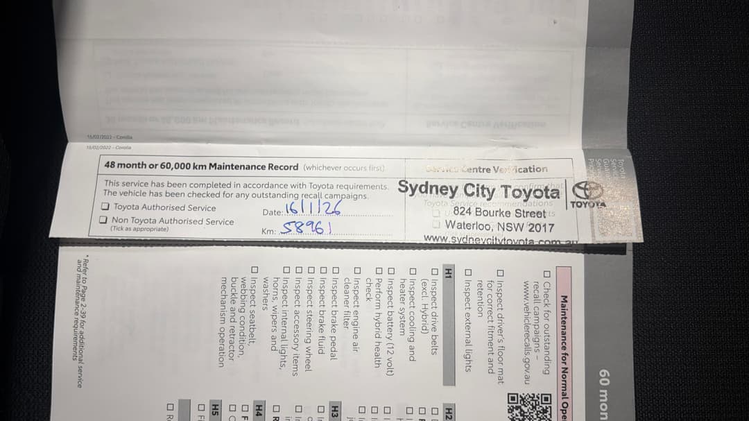 2022 Toyota Corolla Ascent Sport Hybrid, Automatic, 62279 km, Service History