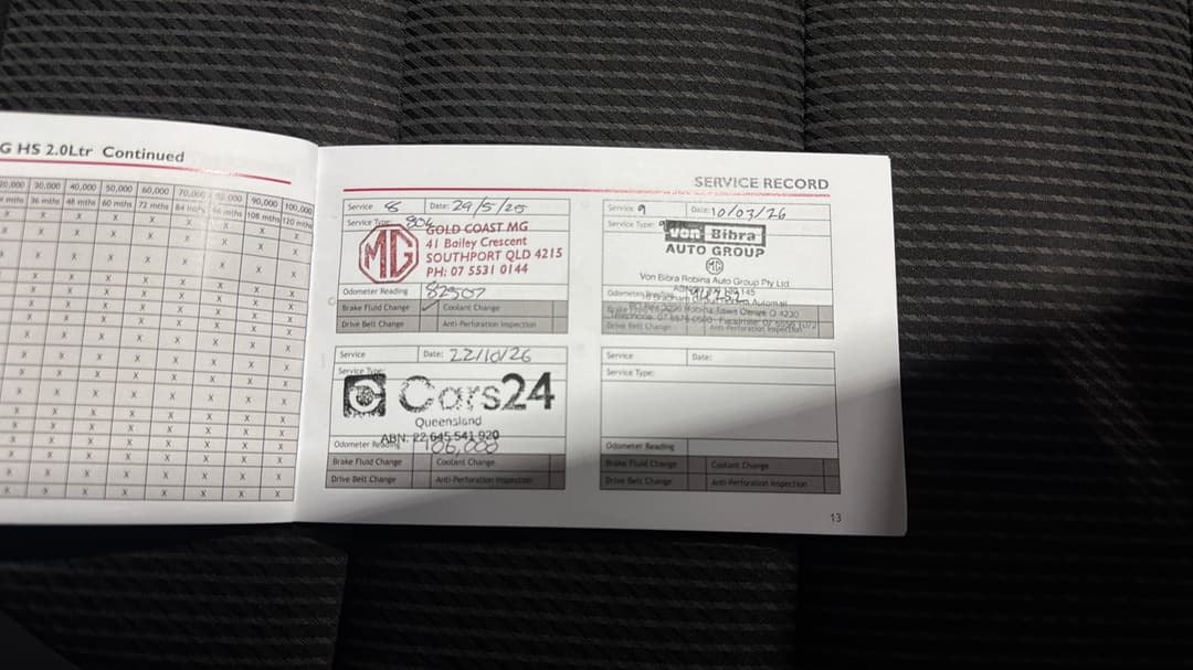 2021 MG HS Core, Automatic, 106114 km, Service History