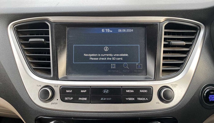 2018 Hyundai Verna 1.6 VTVT SX (O) AT, Petrol, Automatic, 19,792 km, Infotainment system - GPS Card not working/missing