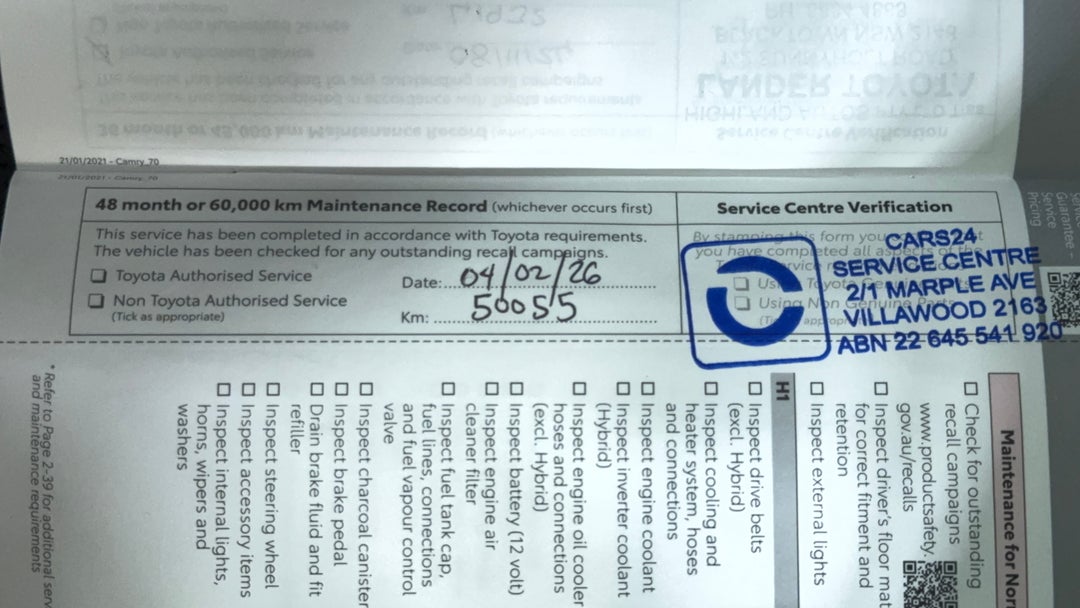 2021 Toyota Camry Sx Hybrid, Automatic, 50057 km, Service History