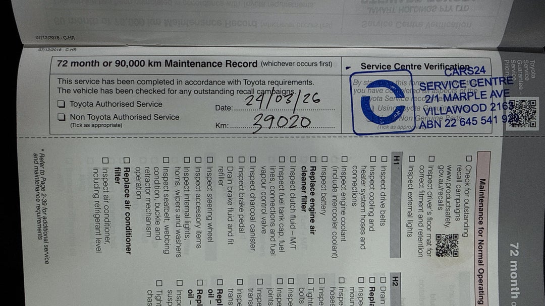 2019 Toyota C-HR (2WD), Automatic, 39020 km, Service History