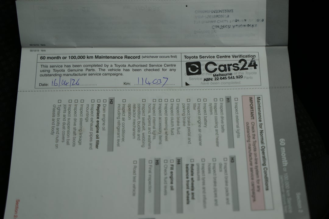 2015 Toyota Yaris Ascent, Automatic, 114037 km, Service History