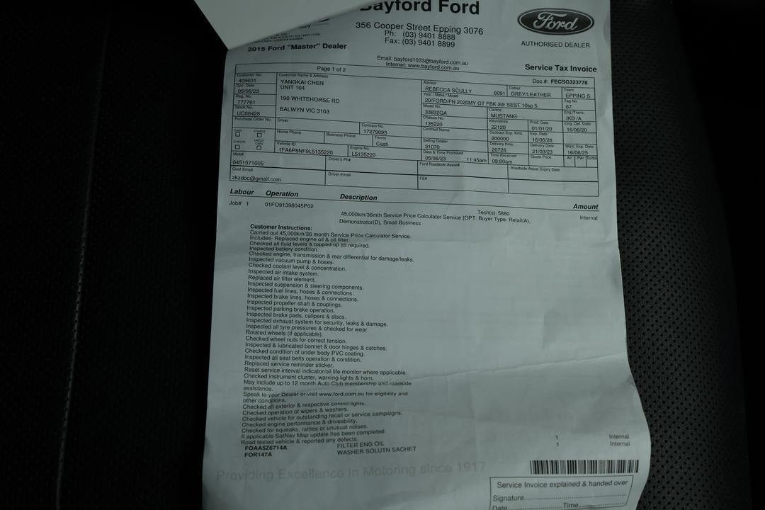 2020 Ford Mustang Gt 5.0 V8, Automatic, 47816 km, Interior Sunroof/Moonroof