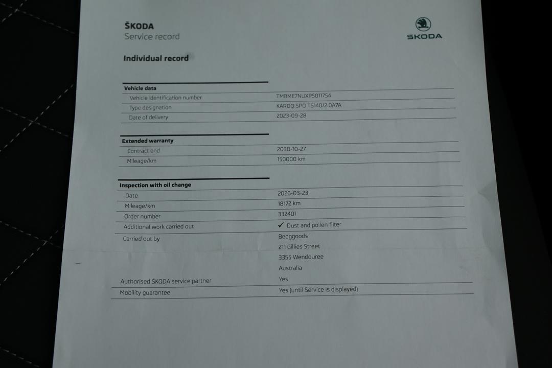 2022 SKODA Karoq Sportline (4x4) 140tsi, Automatic, 22190 km, Interior Sunroof/Moonroof