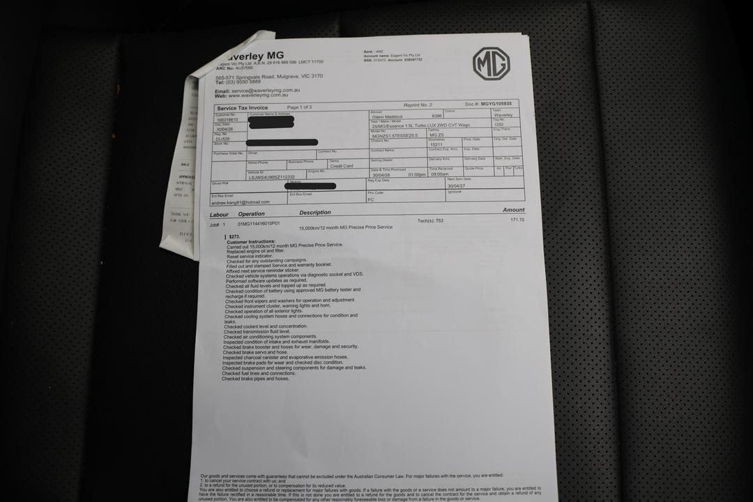 2025 MG ZS Essence Turbo, Automatic, 18216 km, Service History
