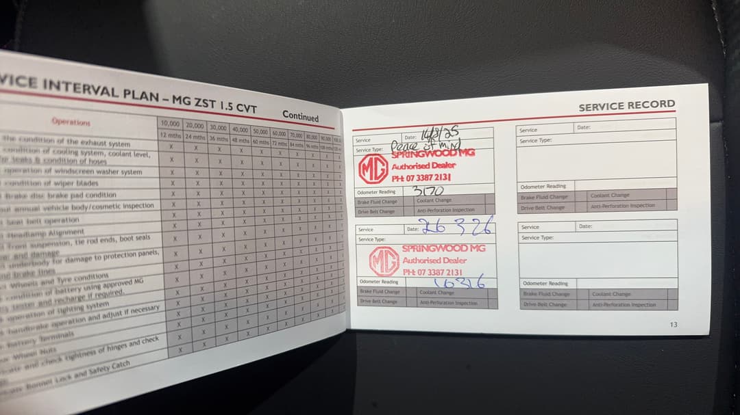 2025 MG Zst Vibe, Automatic, 18428 km, Service History