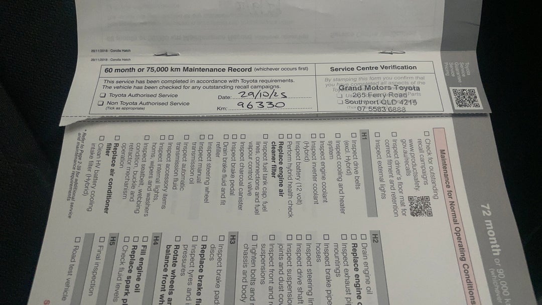 2019 Toyota Corolla Ascent Sport, Automatic, 97471 km, Service History