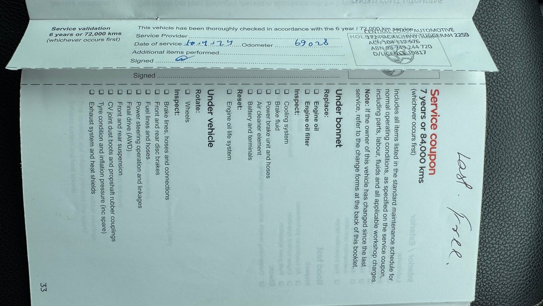 2019 Holden Acadia Lt (awd), Automatic, 78155 km, Service History