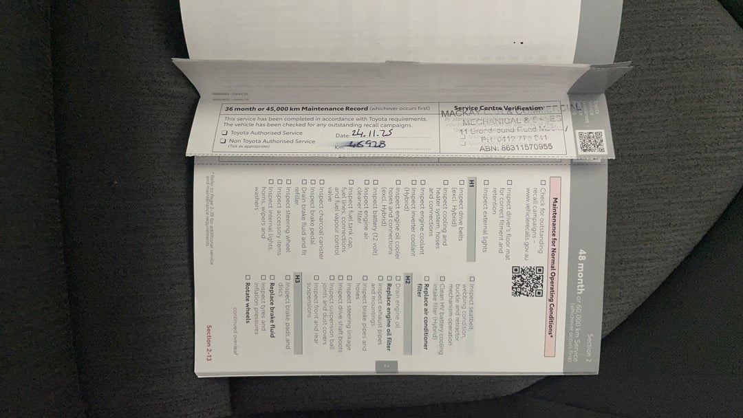 2023 Toyota Camry Ascent, Automatic, 51382 km, Service History