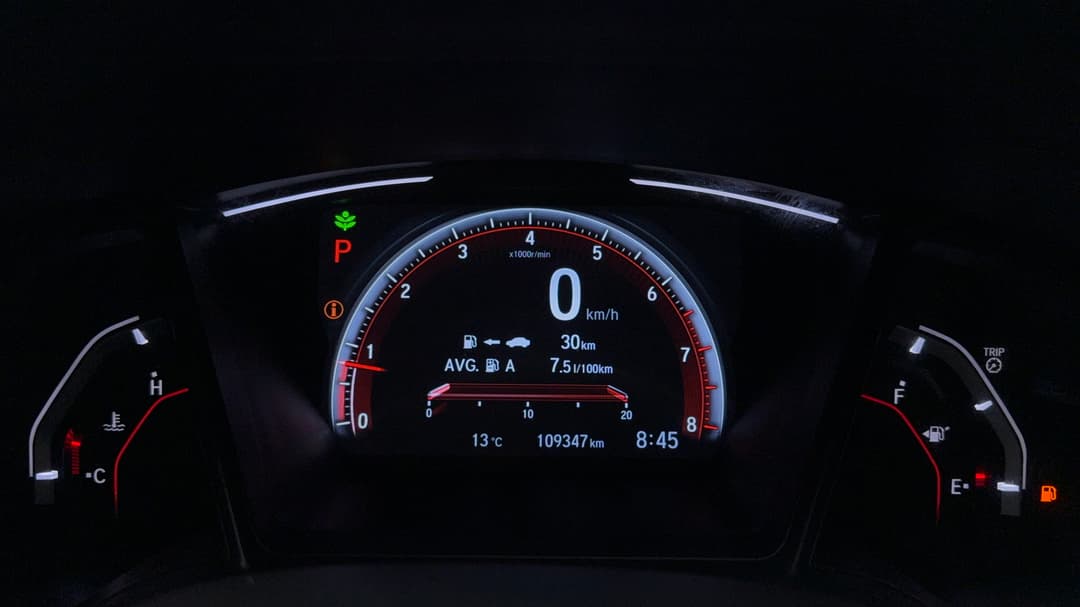 2020 Honda Civic Rs, Automatic, 109347 km, Odometer View